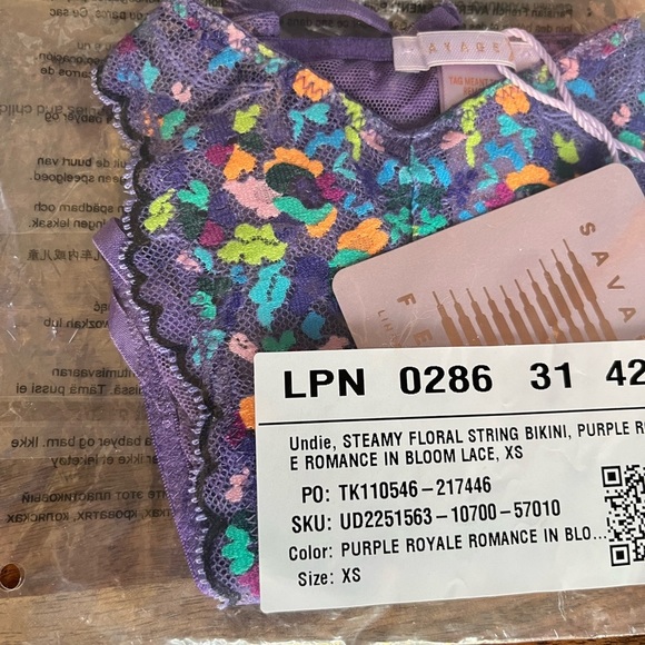 Savage X Fenty Steamy Floral Purple Royale Romance in Bloom Unlined Lace Bra Set - Picture 14 of 15